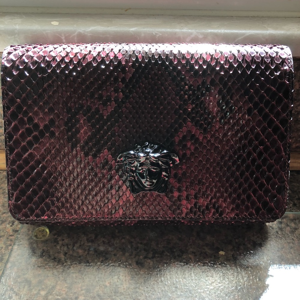 Versace python evening bag